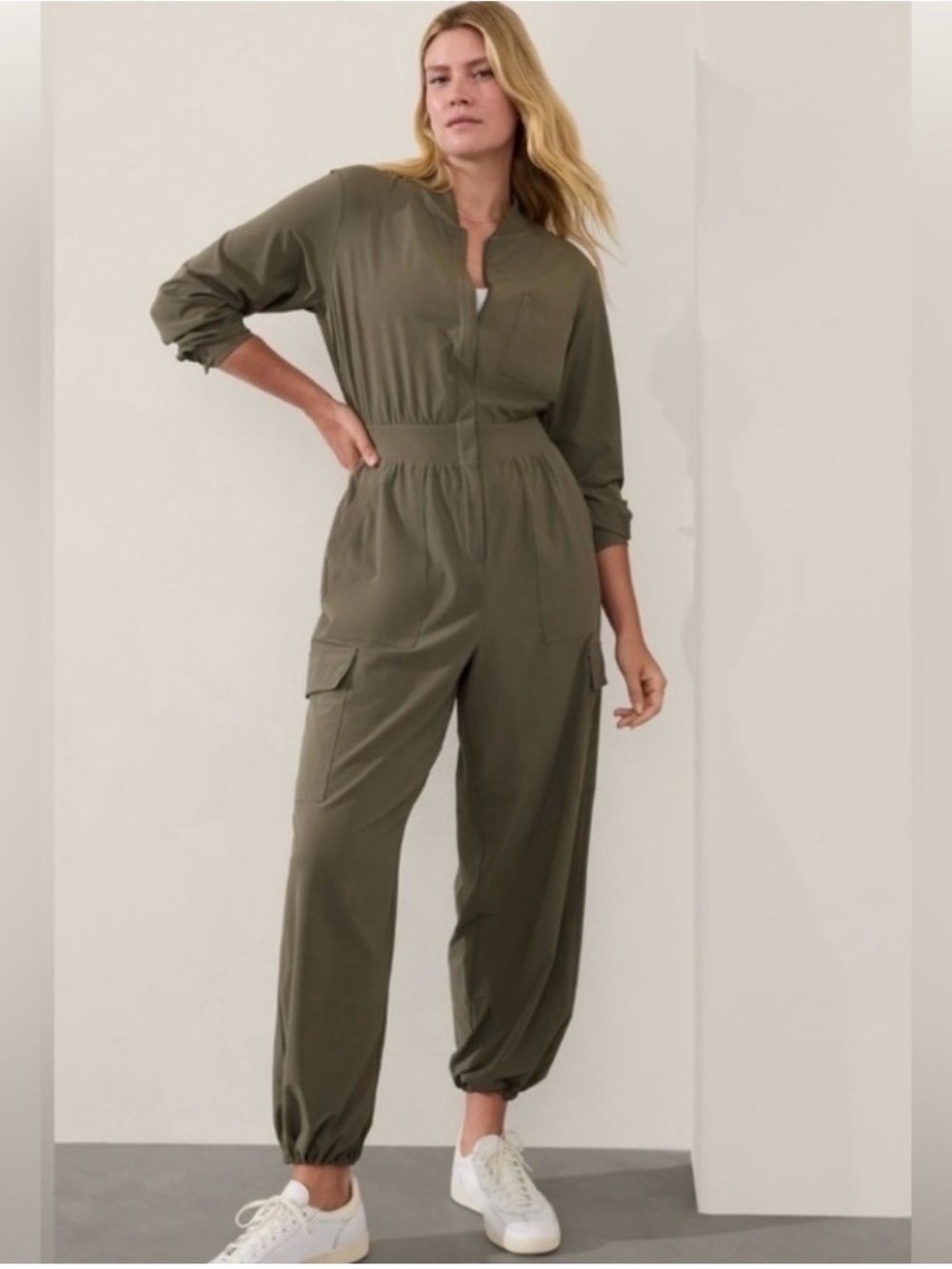 Athleta Olive Brooklyn Utility Cargo Jumpsuit